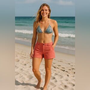 Faherty All Day Flat Front‎ Shorts w Pockets. Women’s Large. Color Spice.